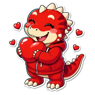 Divi Dino with love hearts