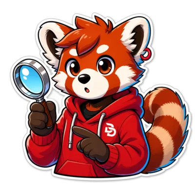 Panda searching with a magnifying glass